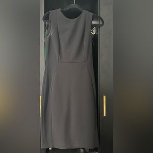 Calvin Klein, black with gold zipper, midi office/corporate dress, size small